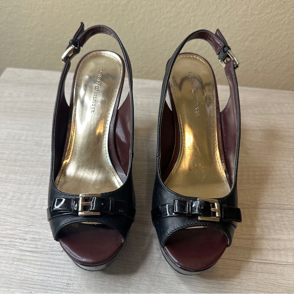 Tommy Hilfiger Black Platform Wedges in Size 6 EUC - Picture 10 of 10